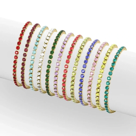 Emerald Green CZ 18K Gold Stainless Steel Tennis Bracelet May Birthstone Dainty - Picture 7 of 8